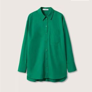 Emerald Green Oversized Button Down Shirt